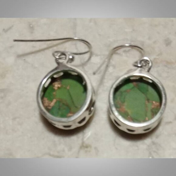 NEW Mohave Green Turquoise sterling silver earrings 02 - Picture 4 of 4